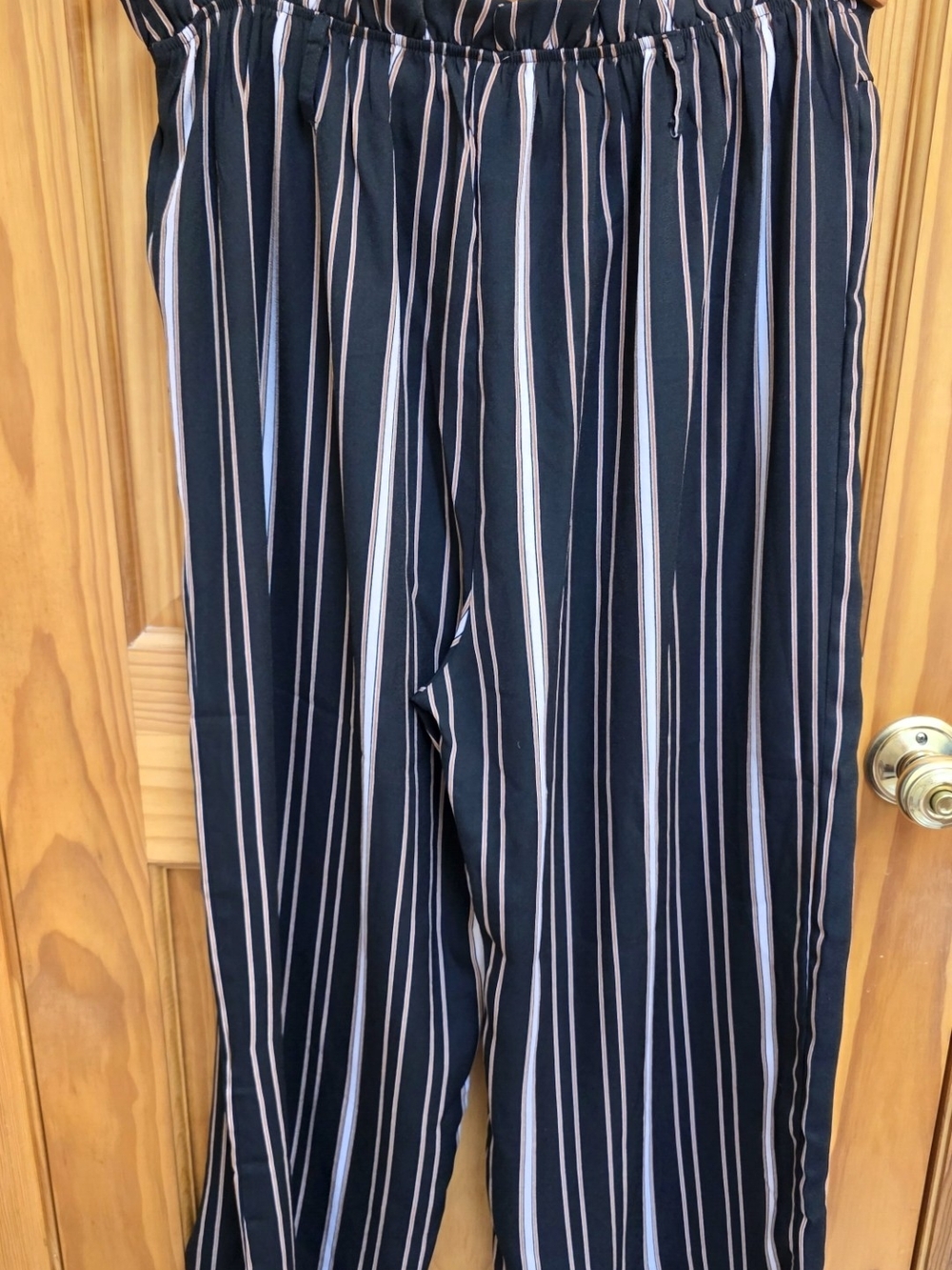 Xhilaration Black and White Vertical Stripe Wide-Leg Pants - Picture 3 of 3